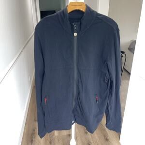 Lululemon Mens L Black Light Weight Full Zip Jacket Mock Neck Mesh Pits Pockets